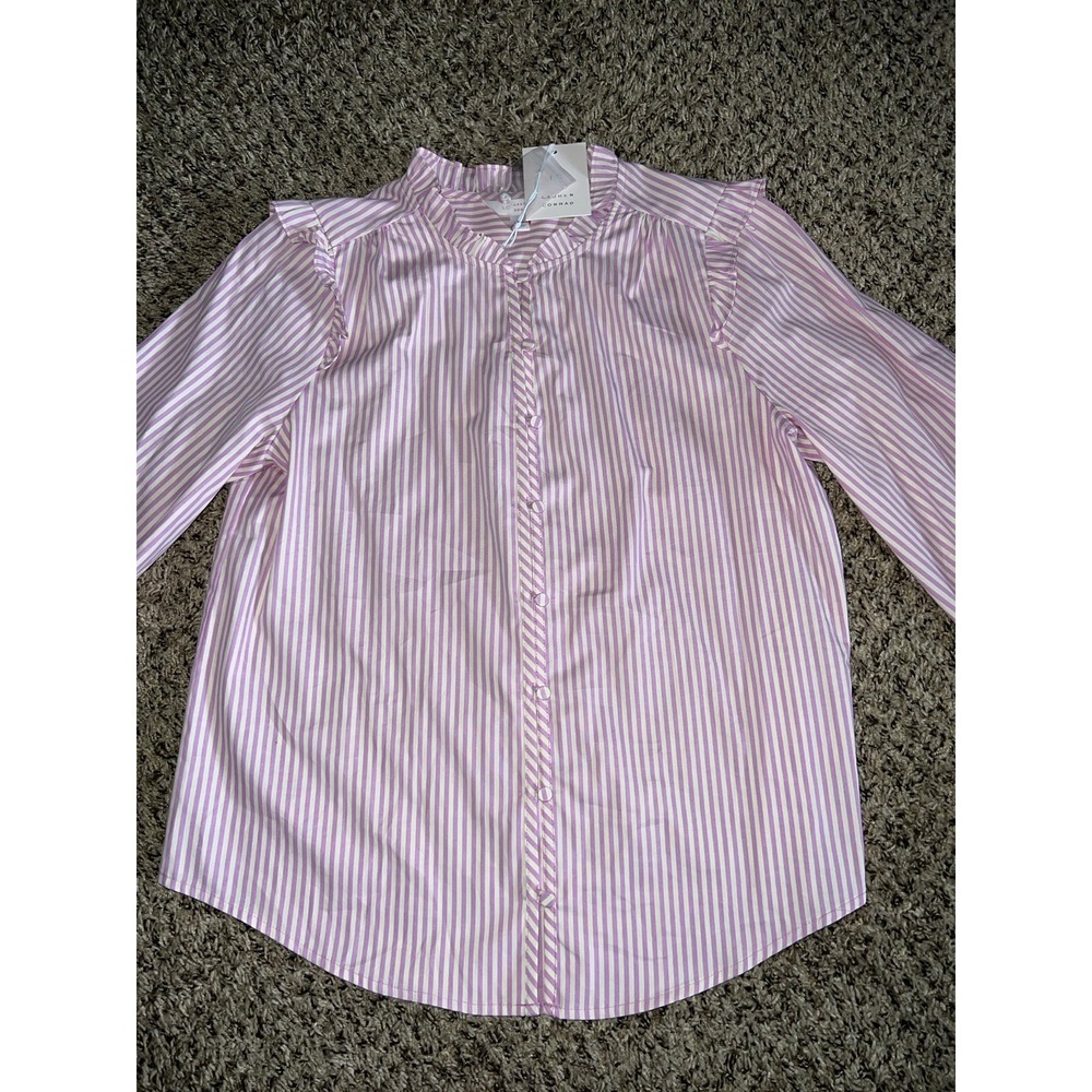 NWT LC Lauren Conrad purple/white stripped 3/4 sleeve blouse‎ size medium